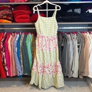 Rachel Zoe pink/sage/white print smocked back maxi dress size 6 NWT